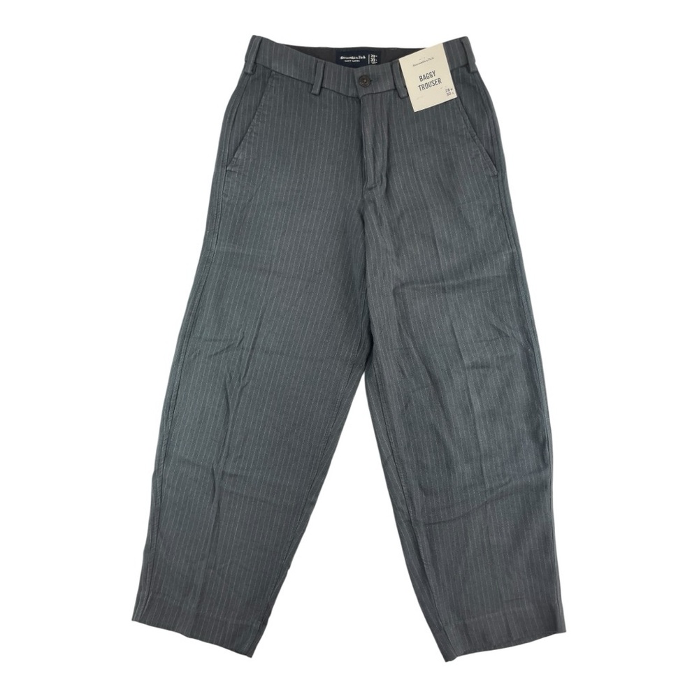 Abercrombie & Fitch Baggy Trousers Gray StripePants Men’s Size 28x30 $90 NWT - Picture 1 of 8